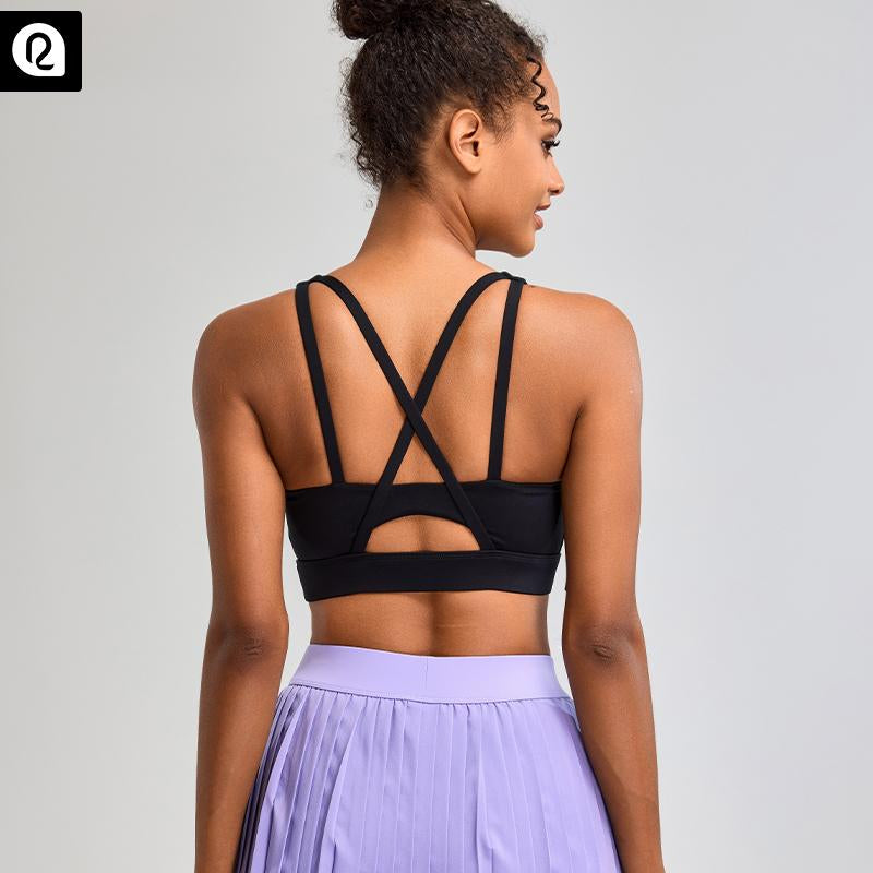 RUNNING GIRL Sports Bras for Women High Support, Criss-Cross Back Strappy Sports Bras for Women with Molded Cups