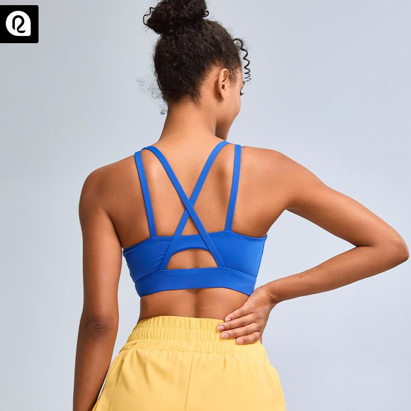 RUNNING GIRL Sports Bras for Women High Support, Criss-Cross Back Strappy Sports Bras for Women with Molded Cups