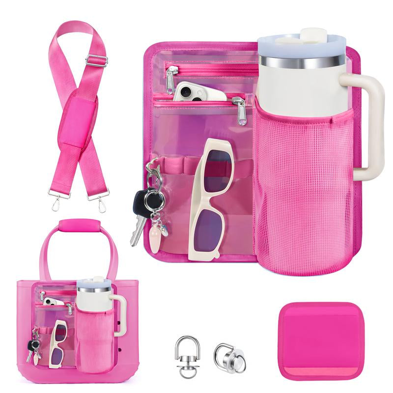 Iridescent Accessories Set for Bogg Bag, Cup Holder and Phone Zipper Pouch with Adjustable Strap Compatible with Medium Large XL, Bonus with Neoprene Handle Wrap