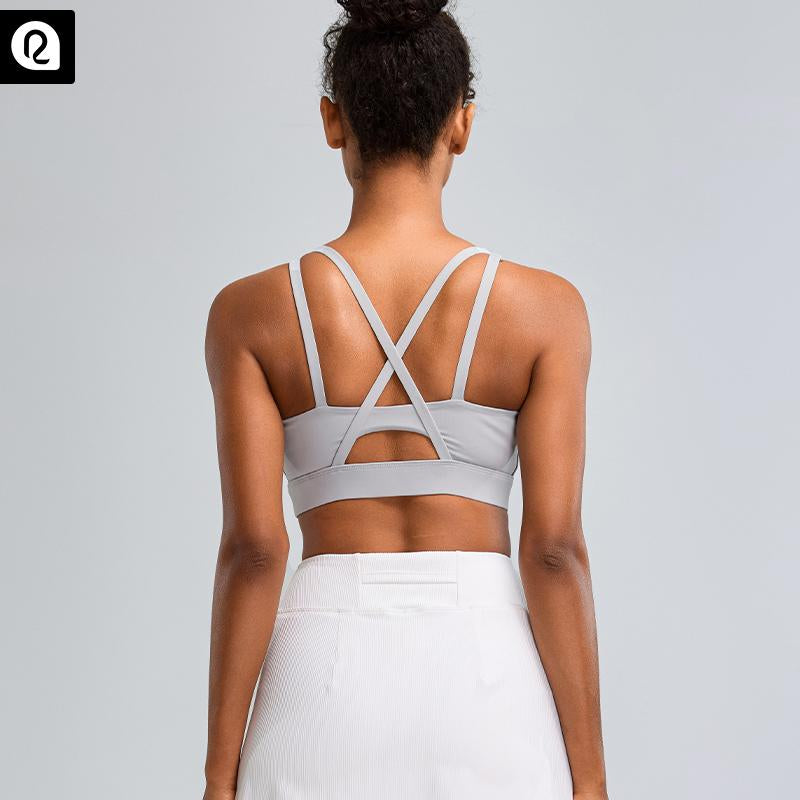RUNNING GIRL Sports Bras for Women High Support, Criss-Cross Back Strappy Sports Bras for Women with Molded Cups