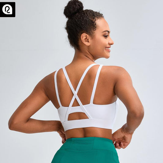 RUNNING GIRL Sports Bras for Women High Support, Criss-Cross Back Strappy Sports Bras for Women with Molded Cups