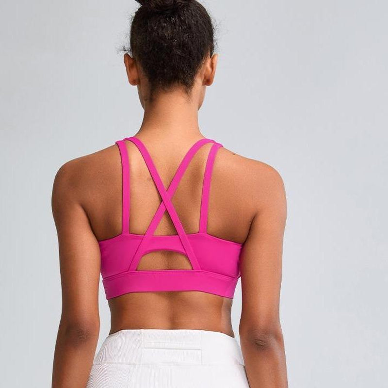 RUNNING GIRL Sports Bras for Women High Support, Criss-Cross Back Strappy Sports Bras for Women with Molded Cups