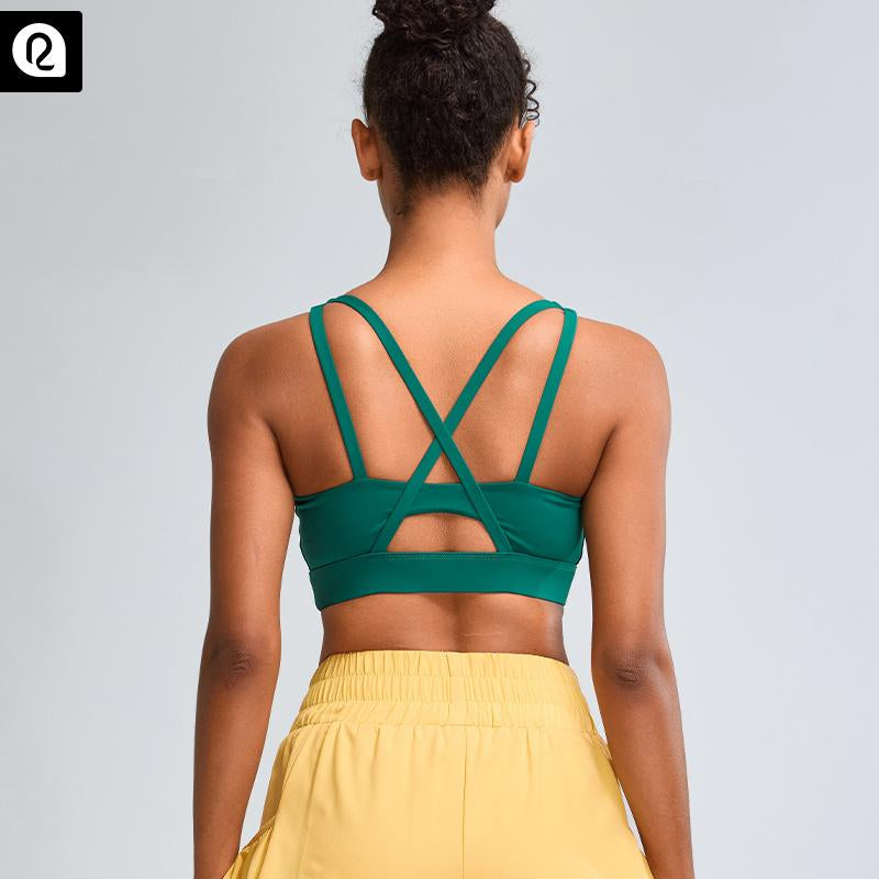 RUNNING GIRL Sports Bras for Women High Support, Criss-Cross Back Strappy Sports Bras for Women with Molded Cups